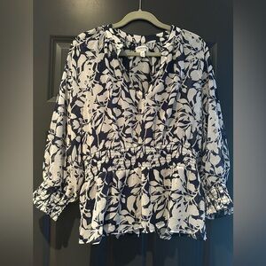 Hudson Navy and White Floral Blouse